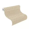 Rasch Atelier Tissé 613650 Bej Keten Dokulu Duvar Kağıdı Bej tonlarında keten dokulu zigzag geometrik desenli Rasch Atelier Tisse 613650 duvar kağıdı