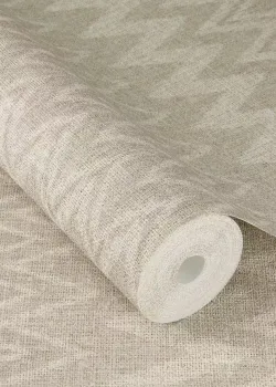 Rasch Atelier Tissé 613667 Keten Dokulu Geometrik Balıksırtı Bej Krem Duvar Kağıdı, 5.33m²
