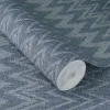 Vizon ve bej tonlarında keten dokulu geometrik balıksırtı desenli Rasch Atelier Tisse 613674 duvar kağıdı