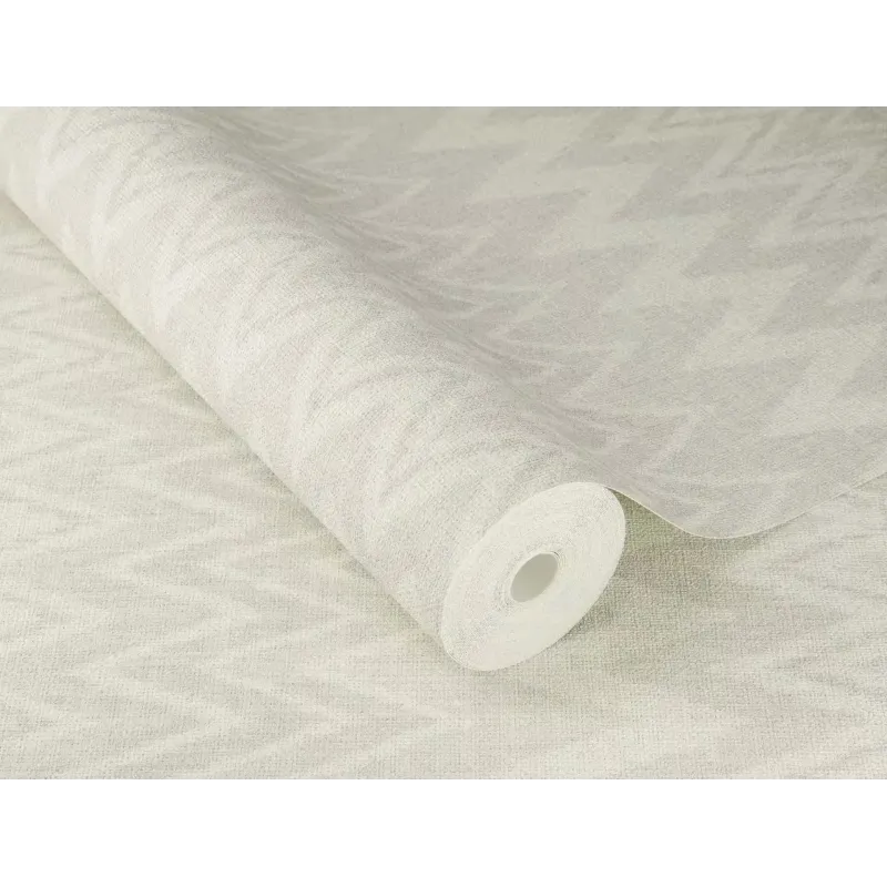 Gri tonlarında keten dokulu geometrik balıksırtı desenli Rasch Atelier Tisse 613681 duvar kağıdı