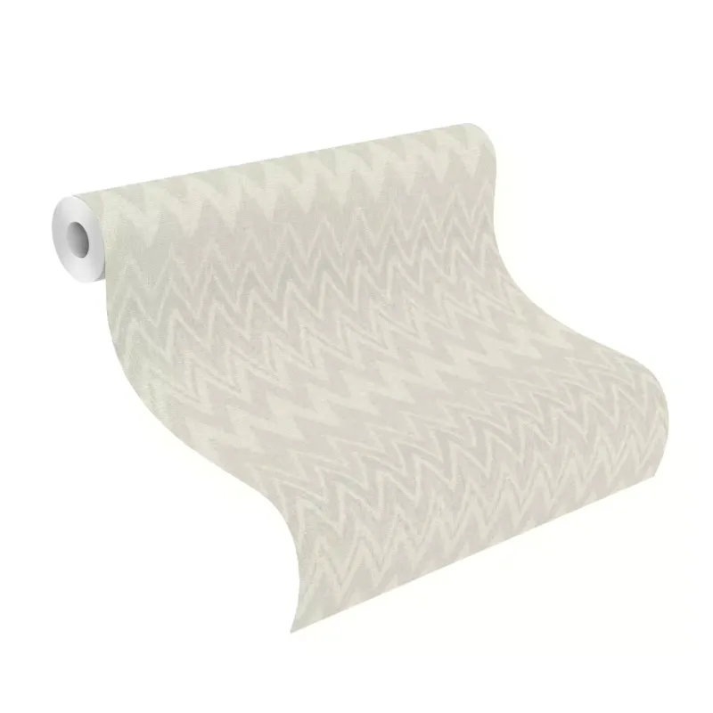 Gri tonlarında keten dokulu geometrik balıksırtı desenli Rasch Atelier Tisse 613681 duvar kağıdı