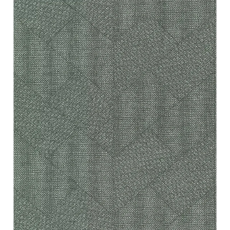 Rasch Atelier Tissé 613766 Yeşil Keten Dokulu Geometrik Duvar Kağıdı Yeşil tonlarında keten dokulu geometrik balıksırtı desenli Rasch Atelier Tisse 613766 duvar kağıdı