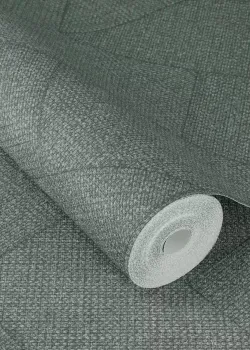 Rasch Atelier Tissé 613766 Keten Dokulu Geometrik Balıksırtı Zümrüt Yeşili Duvar Kağıdı, 5.33m²