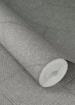 Rasch Atelier Tissé 613773 Keten Dokulu Geometrik Balıksırtı Gri Duvar Kağıdı, 5.33m²