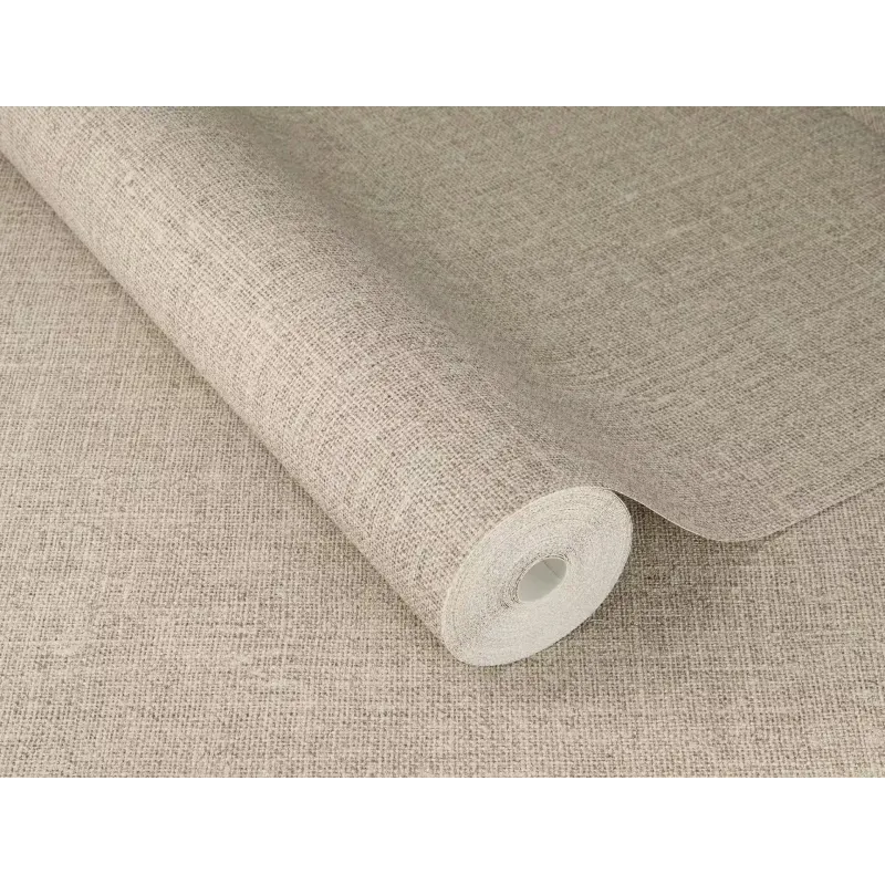 Gri ve açık gri tonlarında keten dokulu düz desenli Rasch Atelier Tisse 613872 duvar kağıdı