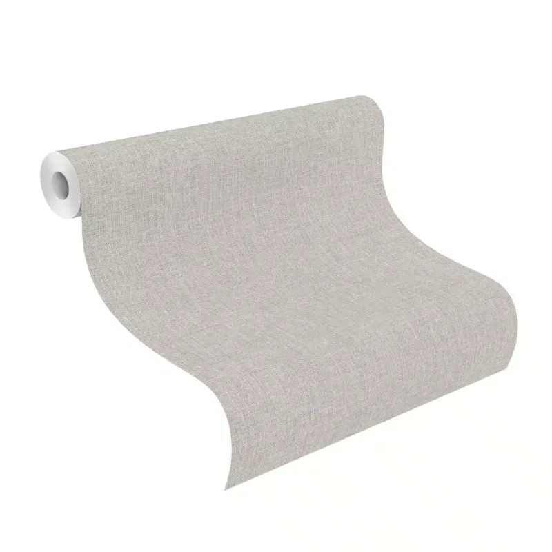 Açık gri ve vizon tonlarında keten dokulu Rasch Atelier Tisse 613940 duvar kağıdı