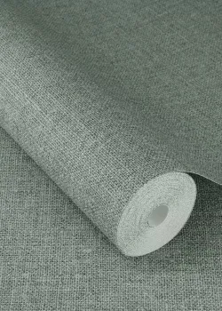 Rasch Atelier Tissé 613964 Keten Dokulu Adaçayı Yeşili Duvar Kağıdı, 5.33m²