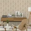 Rasch Golden Hour 941265 Damask Desenli Duvar Kağıdı Soft bej ve krem zemin üzerinde zarif altın vizon tonlarında klasik damask desenli modern salon duvar kağıdı