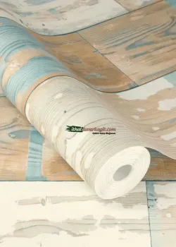 Beltesto 416428 Ahşap Panel Görünümlü Eskitme Turkuaz ve Taba Duvar Kağıdı, 5.32 m² Beltesto 416428 Ahşap Panel Görünümlü Eskitme Turkuaz ve Taba Duvar Kağıdı, 5.32 m²