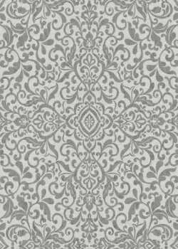 Rasch In Bloom 412079 Açık Gri Füme Klasik Medalyon Damask Desenli Duvar Kağıdı, 5.33m²