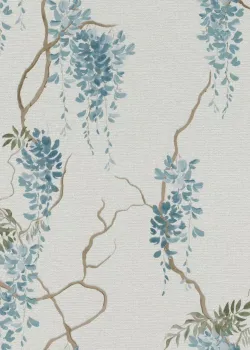 Rasch In Bloom 412369 Mavi Salkım Söğüt ve Çiçek Desenli Duvar Kağıdı, 5.33m