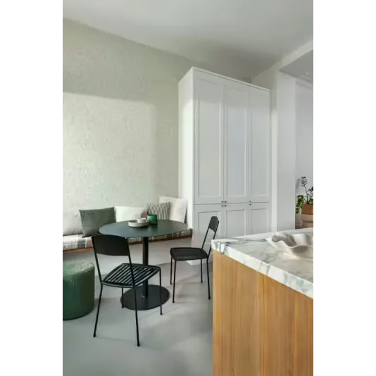 Krem ve ekru tonlarında geometrik bloklu balıksırtı desenli Alman mimari duvar kağıdı