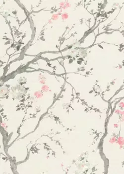 Rasch In Bloom 413250 Krem Zemin Pembe Sakura Kiraz Çiçeği Desenli Duvar Kağıdı, 5.33m²