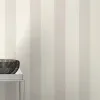 Krem ve bej tonlarında geniş dikey çizgili keten dokulu Alman mimari duvar kağıdı