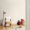 Rasch Kids World 2 252774 krem zeminli dikey ince pudra pembe ve bej çizgili sulu boya desenli çocuk odası duvar kağıdı