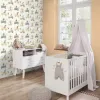 Rasch Kids World 2 301878 krem zeminli retro oyuncak arabalı ve bisikletli sevimli hayvanlar desenli çocuk duvar kağıdı