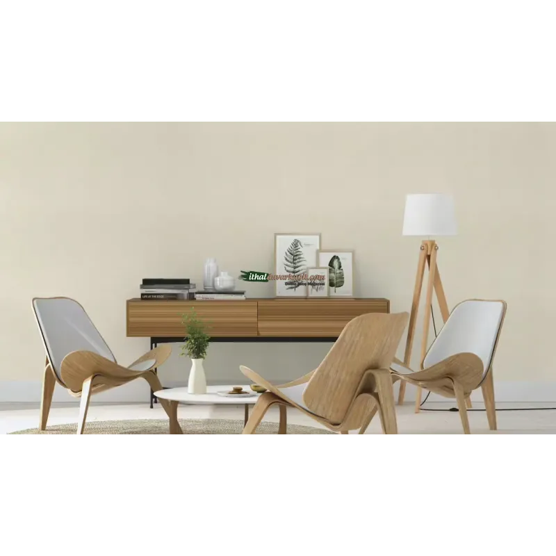 Unitex 978421 mat açık bej renkli dikey ince keten kumaş dokulu ithal elyaf rulo duvar kağıdı