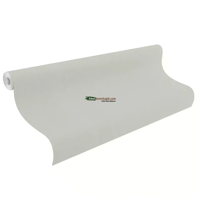 Unitex 981452 mat açık gri renkli dikey ince keten kumaş dokulu ithal elyaf rulo duvar kağıdı