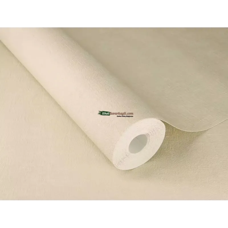 Unitex 990355 mat soft sahra bej renkli dikey ince keten kumaş dokulu ithal elyaf rulo duvar kağıdı