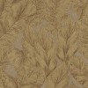Roberto Cavalli No.9 RC21079 Duvar Kağıdı Vizon ve bronz zemin üzerine altın dore tropikal yaprak desenli kabartma dokulu lüks duvar kağıdı