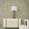 Krem ve açık bej tonlarında geometrik taş mozaik desenli kabartma dokulu lüks duvar kağıdı