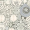 Versace VI 34901-3 Gri Gümüş Madalyon Duvar Kağıdı Gri, gümüş ve şampanya tonlarında barok madalyon tabak desenli Versace VI duvar kağıdı