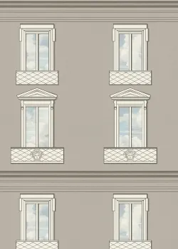 Versace VI 79132-1 Vizon Gri Bina Pencere Desenli İtalyan Duvar Kağıdı, 7.04m²