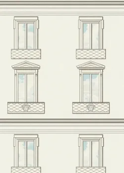 Versace VI 79132-3 Ekru Krem Bina Pencere Desenli İtalyan Duvar Kağıdı, 7.04m²