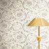 Krem zemin üzerine gri ve vizon barok yaprak desenli Versace VI 79135-3 duvar kağıdı