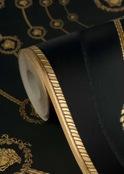 Versace VI 79175-5 Siyah Altın Medusa Halkalı İtalyan Duvar Kağıdı, 7.04m²