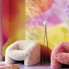 Sarı, turuncu ve şeftali tonlarında renk geçişli, soyut büyük çiçek formunda (Pop Flowers) duvar kağıdı paneli Project Z61012-2
