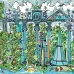 Project Z61033-3 Postmodern Canlı Mavi Turkuaz Mimari Çizim Duvar Kağıdı Paneli 15m²