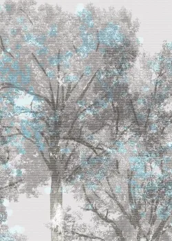 Project Z61038-3 Pixel Trees Açık Gri Buz Mavisi Vurgulu Soyut Ağaç Desenli Modern Duvar Kağıdı Paneli 15m²