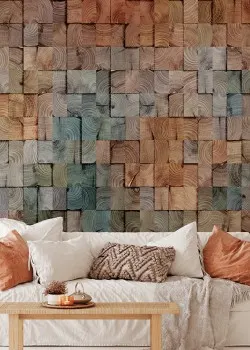 Architexture Z57785 Ebano Ahşap Küp Desenli 3D Duvar Kağıdı Paneli