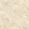 Casa Chic Z20124 açık bej ve krem tonlarında, büyük soyut çiçek ve yaprak motifli, kabartmalı dokulu lüks duvar kağıdı.