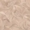 Casa Chic Z20130 bej tonlarında, büyük soyut çiçek ve yaprak motifli, kabartmalı lüks duvar kağıdı.