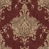Casa Chic Z20140 bordo ve altın tonlarında, büyük damask desenli, klasik lüks duvar kağıdı.