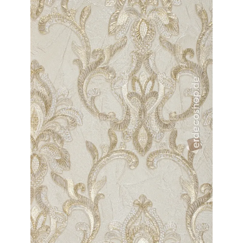 Elie Saab 2 Z34927 bej klasik damask desenli modern duvar kağıdı Elie Saab 2 Z34927 bej damask desenli kabartmalı yüzeyli silinebilen lüks duvar kağıdı
