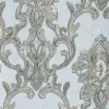 Elie Saab 2 Z34933 beyaz zeminli bej varaklı damask desenli kabartmalı yüzeyli silinebilen lüks duvar kağıdı