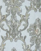 Elie Saab 2 Z34933, beyaz zeminli bej varaklı damask desenli kabartmalı duvar kağıdı