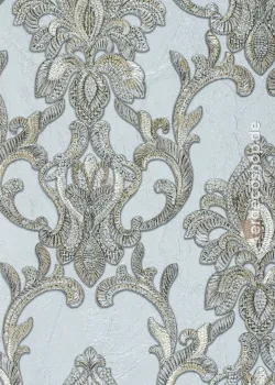 Elie Saab 2 Z34933, beyaz zeminli bej varaklı damask desenli kabartmalı duvar kağıdı