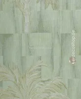 Elie Saab 2 Z34936, fıstık yeşili ve bej palmiye desenli kabartmalı duvar kağıdı