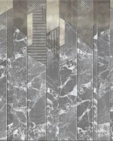 Elie Saab Z34948 Gri Mermer Gümüş Geometrik Duvar Kağıdı Paneli