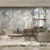 Elie Saab Z34959 Gri Beyaz Mermer Geometrik Duvar Kağıdı Paneli Modern Soyut Stil Gri ve beyaz mermer desenli, üzerinde geometrik çizgilerin bulunduğu Elie Saab duvar kağıdı paneli