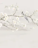 Elie Saab Z34985, Kuşlu & Çiçekli Japon Esintili 5 Parçalı Duvar Paneli