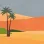 Marrakech Z70756, Retro Çöl Manzarası Palmiyeli Sanatsal Duvar Posteri, 15m²