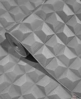 Mini Trend Z15522 Sıcak Gri 3D Küp Desenli Duvar Kağıdı 5m²
