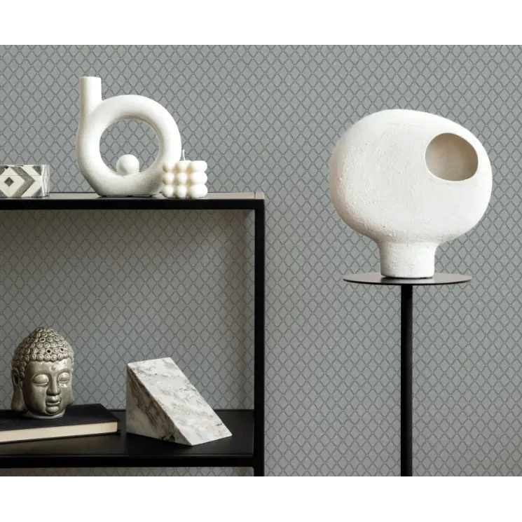 Mini Trend Z15536 lüks krem rengi, kabartmalı kapitone baklava desenli, parlak detaylı 3D duvar kağıdı.
