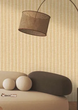 Natural Z48408 – Keten Çizgili Gazlı Bez Dokulu Duvar Kağıdı, 5.32m²