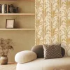Natural Z48421 kırık beyaz krem zemin tonal bej taupe büyük yaprak keten dokulu duvar kağıdı
